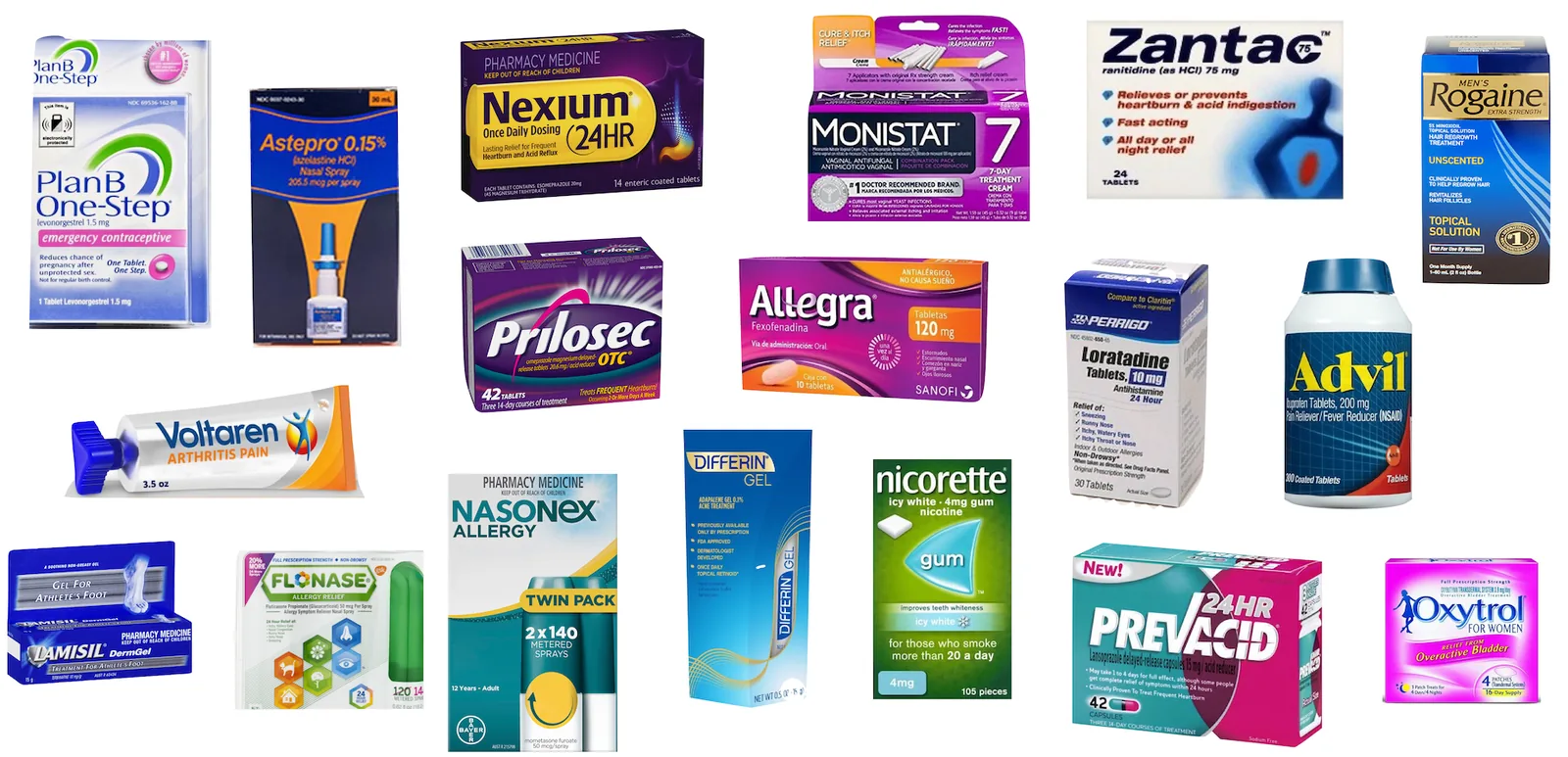 Assortment of over-the-counter medicines and health products