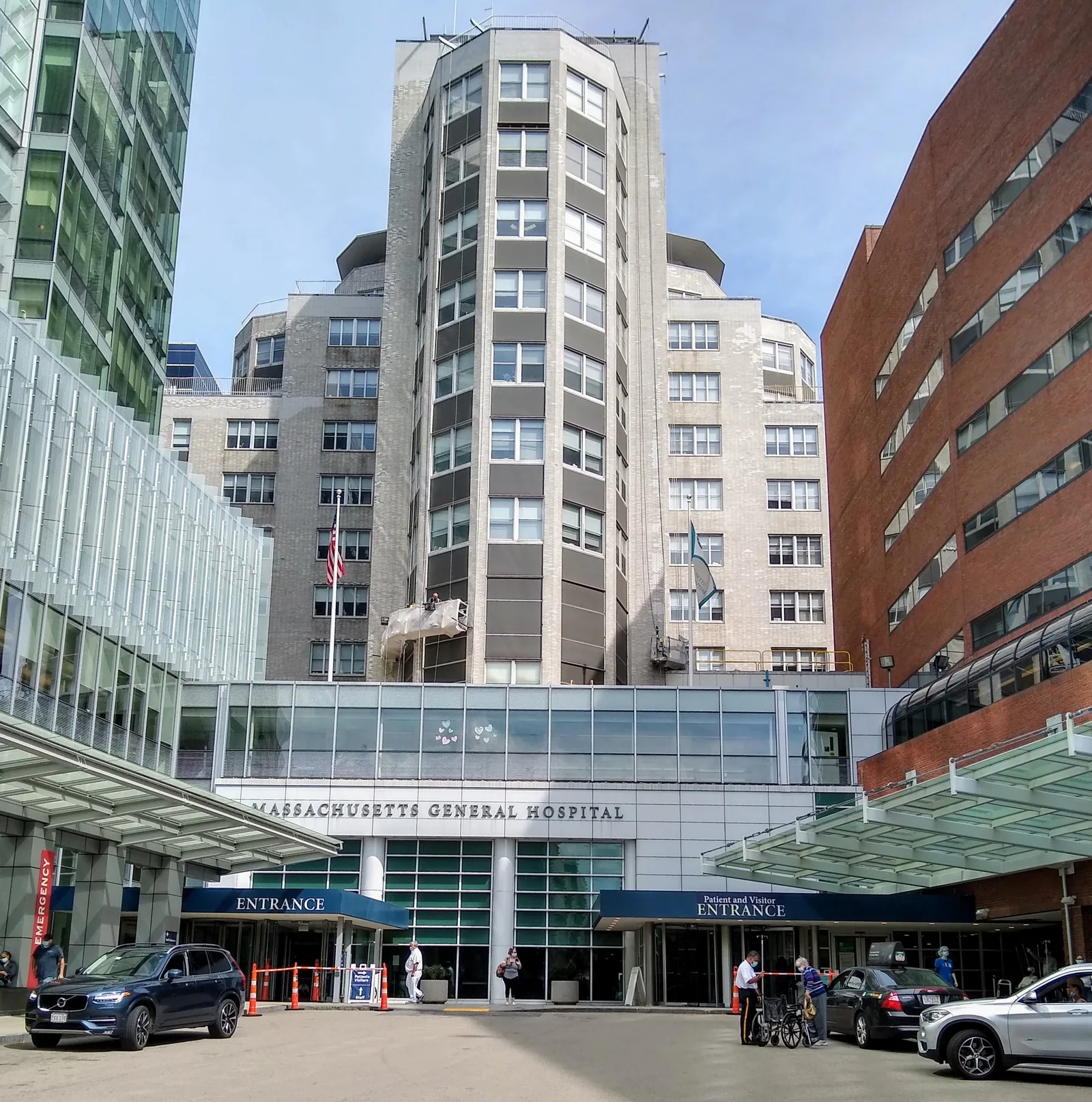 Exterior of a large medical center and hospital entrance