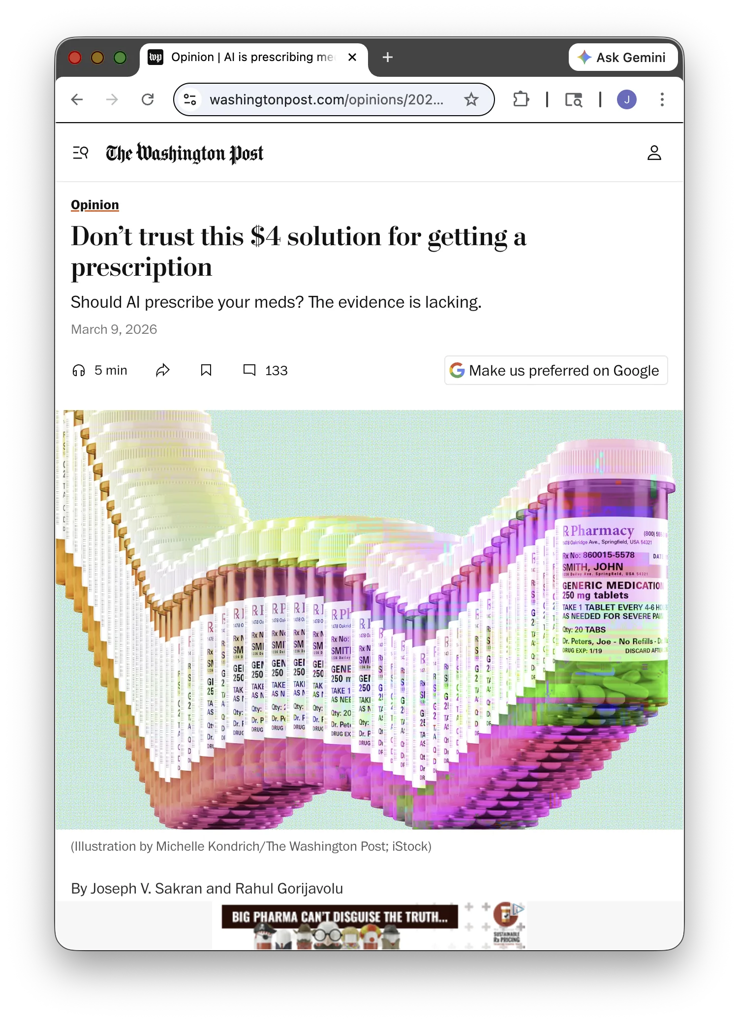 Webpage showing an article alongside a multicolored scientific heat map